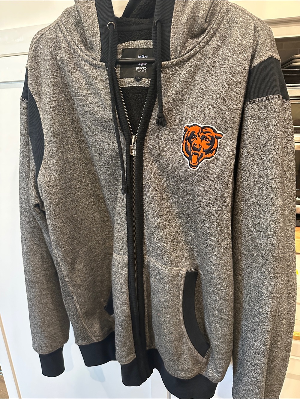Pro Line Gray Chicago Bears Full-Zip Heavy Hoodie with Orange Logo